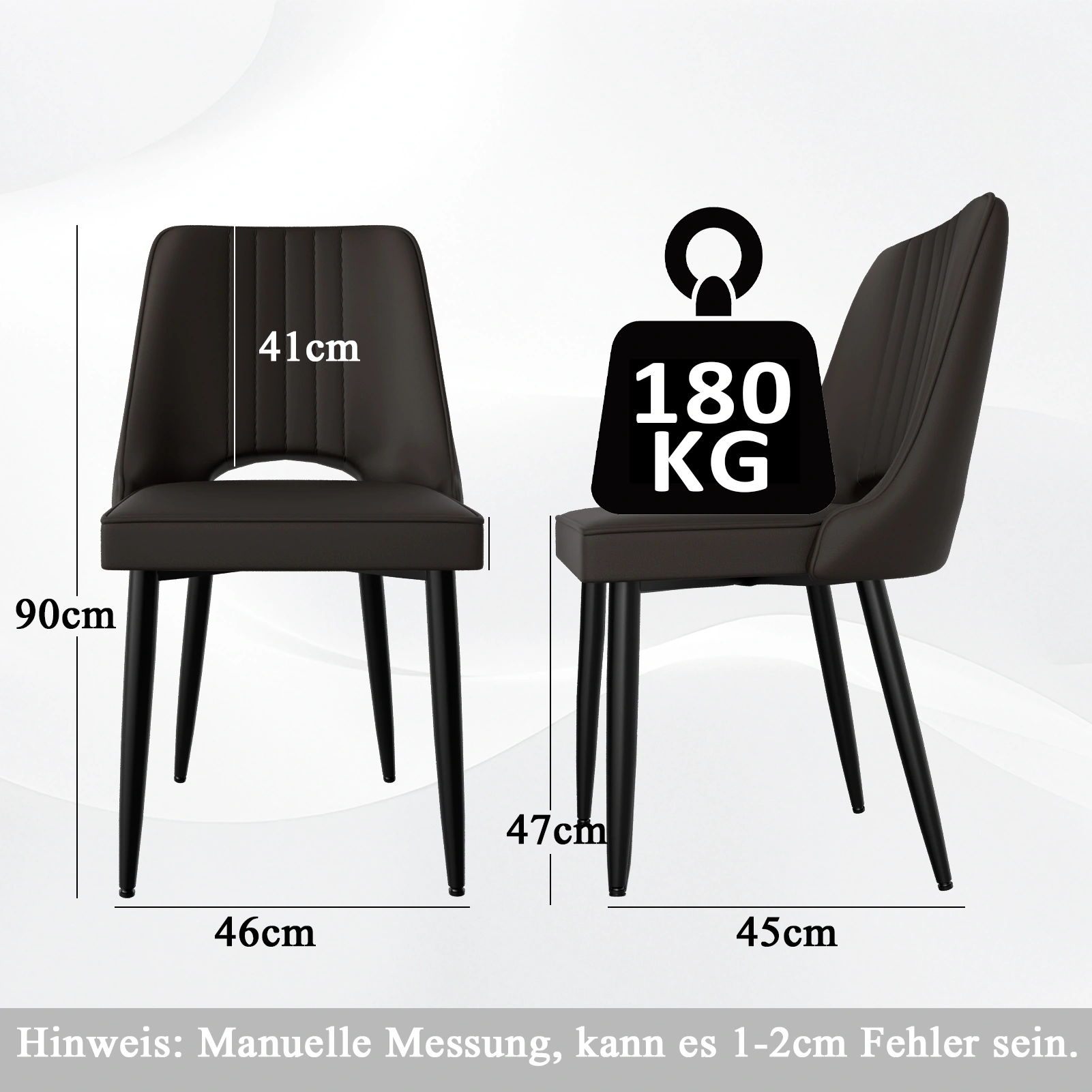 4er Set Esszimmerstühle Kunstleder gepolstert Hohe Rückenlehne, Moderne Küchenstühle Metallfüße, Esstischstuhl für Wohnzimmer Küche view 2