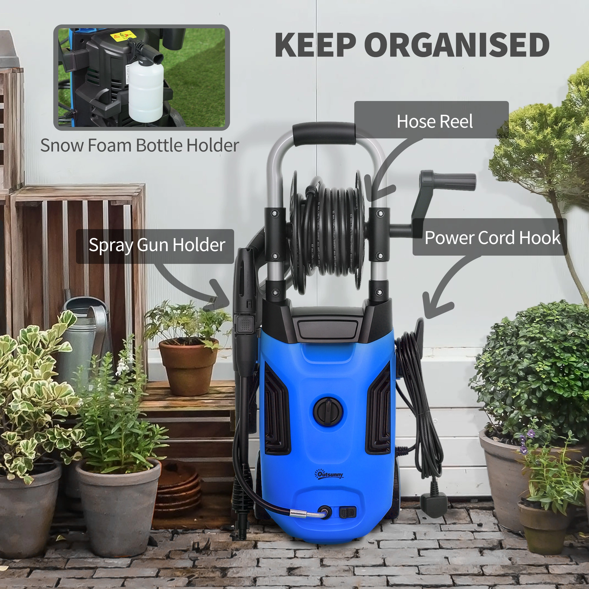High Pressure Washer Electric, Portable Power Washer for Car, Patio and Outdoor Cleaning view 3