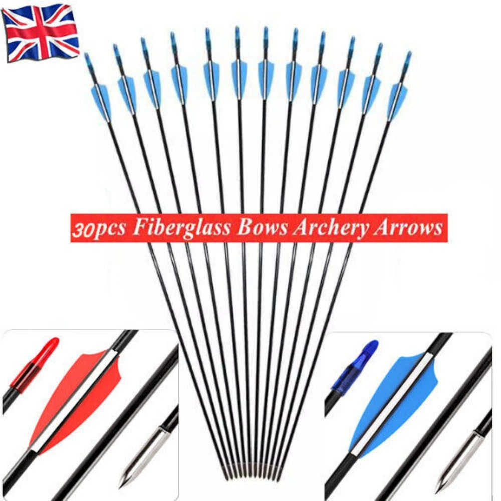 30x Fiberglass Arrows for Compound & Recurve Bow, 29-34 Inch Target Shooting Practice Arrows