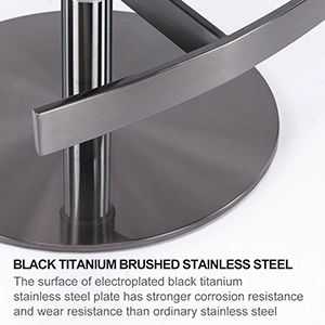 Black Titanium Stainless Steel Bar Stools,Grade Modern Leather Bar Chair with Backrest,Swivel Adjustable Height for Kitchen Counter and Dining Room (Brown 1pc) view 8