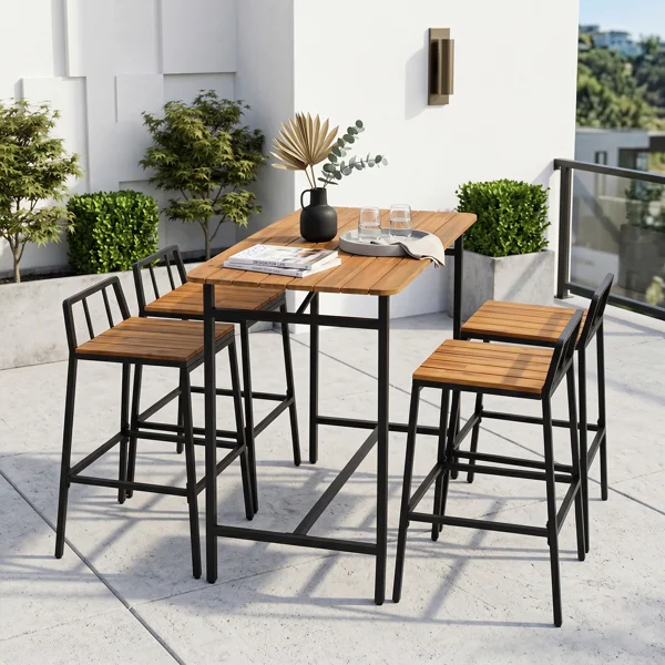 5-Piece Acacia Wood Garden Table and Chair Set view 3
