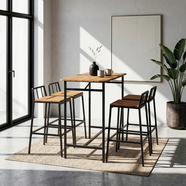 5-Piece Acacia Wood Garden Table and Chair Set view 4