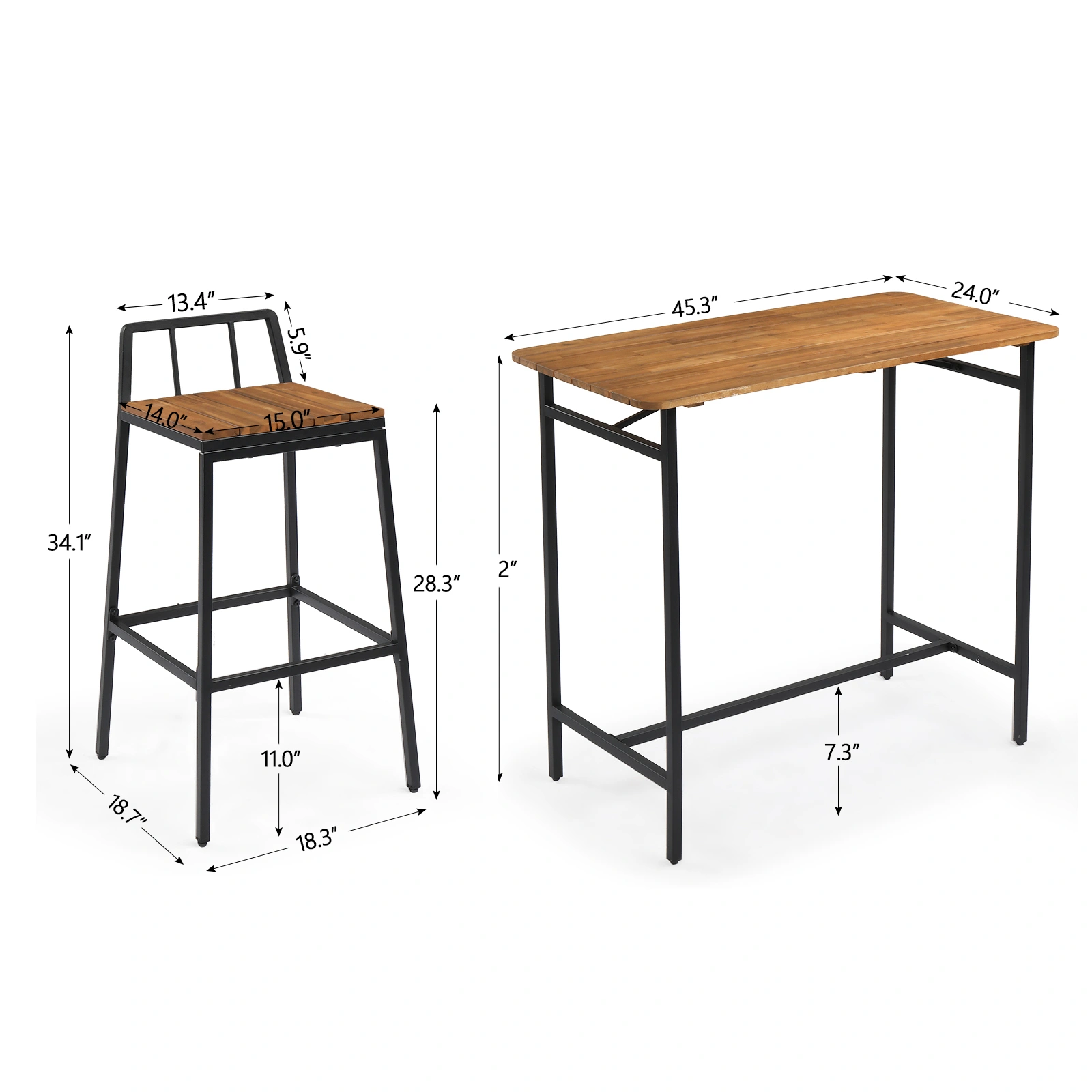 5-Piece Acacia Wood Garden Table and Chair Set view 5