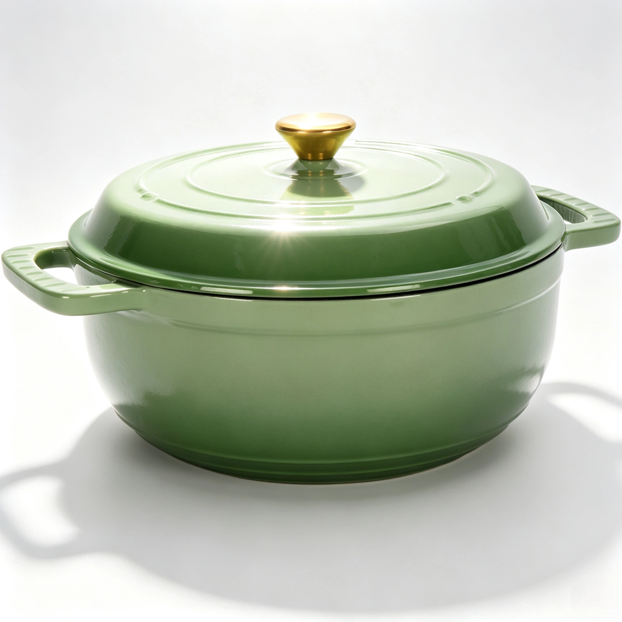 Cast iron 6QT cooking pot - Gradient red - Includes two silicone gloves - Enamel pot view 6