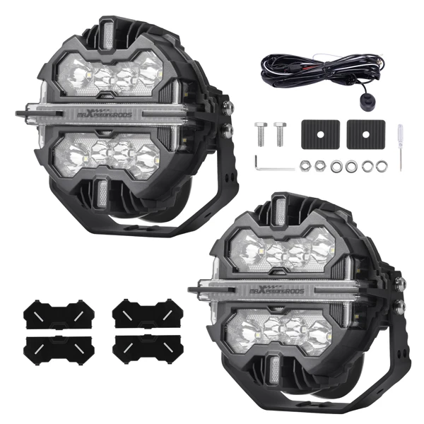 LED Light Pods 7" 12V 332W Round Spot Beam RGB DRL White Amber Off Road Lights view 6
