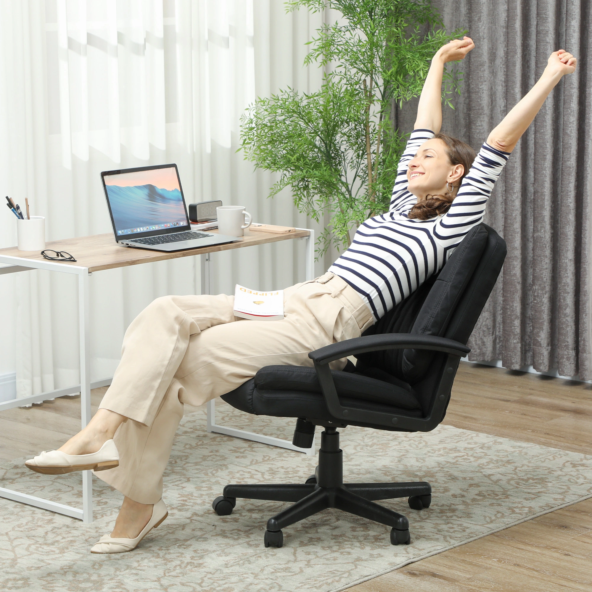 Ergonomic Massage Office Chair with Lumbar Support, High Back Swivel Chair for Home & Office view 4