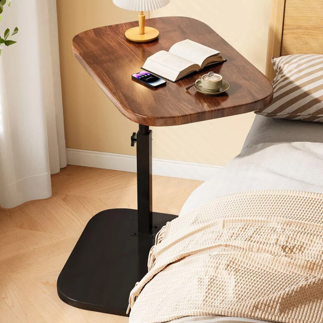 Adjustable C Shaped Side Table Sofa Side End Table Reading Lamp Table Living Room Bedroom Coffee Laptop Desk view 2