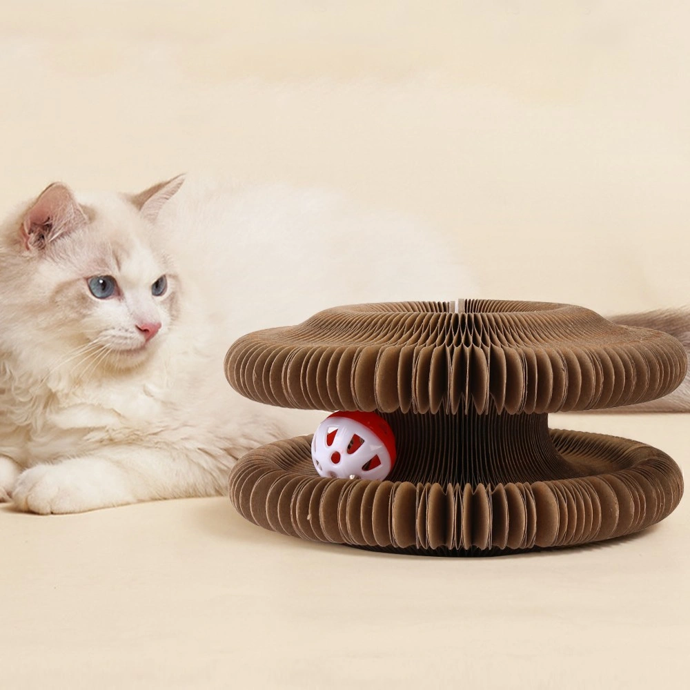 Foldable Accordion Cat Scratching Board with Toy Bell Organ Cat Grass Bed Scratch Pad for Claw Grinding Pet Toy view 2