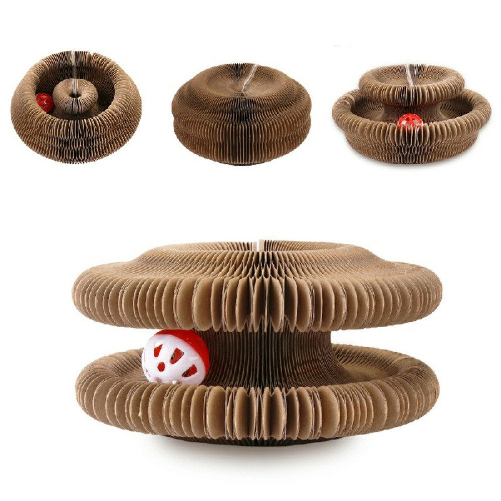 Foldable Accordion Cat Scratching Board with Toy Bell Organ Cat Grass Bed Scratch Pad for Claw Grinding Pet Toy view 3