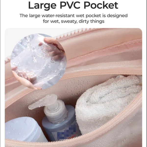 Purple large capacity slit fluffy shoulder bag, waterproof portable luggage tote bag, multi zipper pocket design, sports and fitness travel handbag view 6