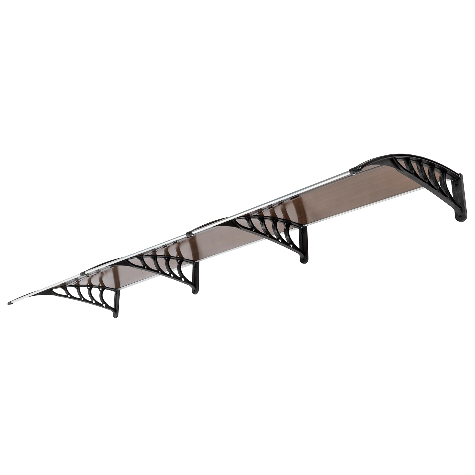 HT-300 Door & Window Rain Cover Eaves for Household - Brown Board with Black Holder, 100mm Size view 2