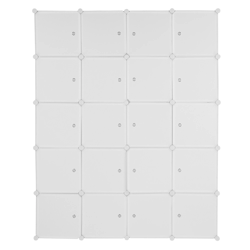 20-Cube Organizer Stackable Plastic Storage Shelves, Modular Closet Cabinet with Hanging Rod, White view 2