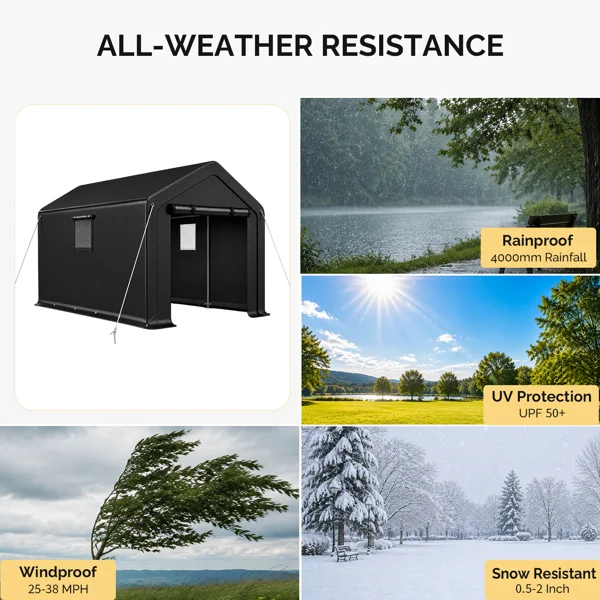 8x10 FT Storage Shed with 2 Roll-up Windows, Heavy Duty Bike Tent view 6