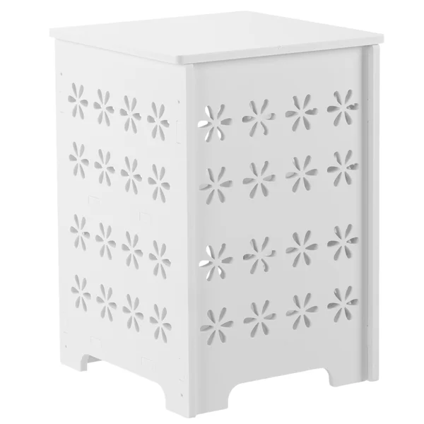 3-Tier Side Table with Storage, Nightstand End Table with Floral Design, Modern Arch Opening Bedside Table for Indoor Outdoor, White view 2