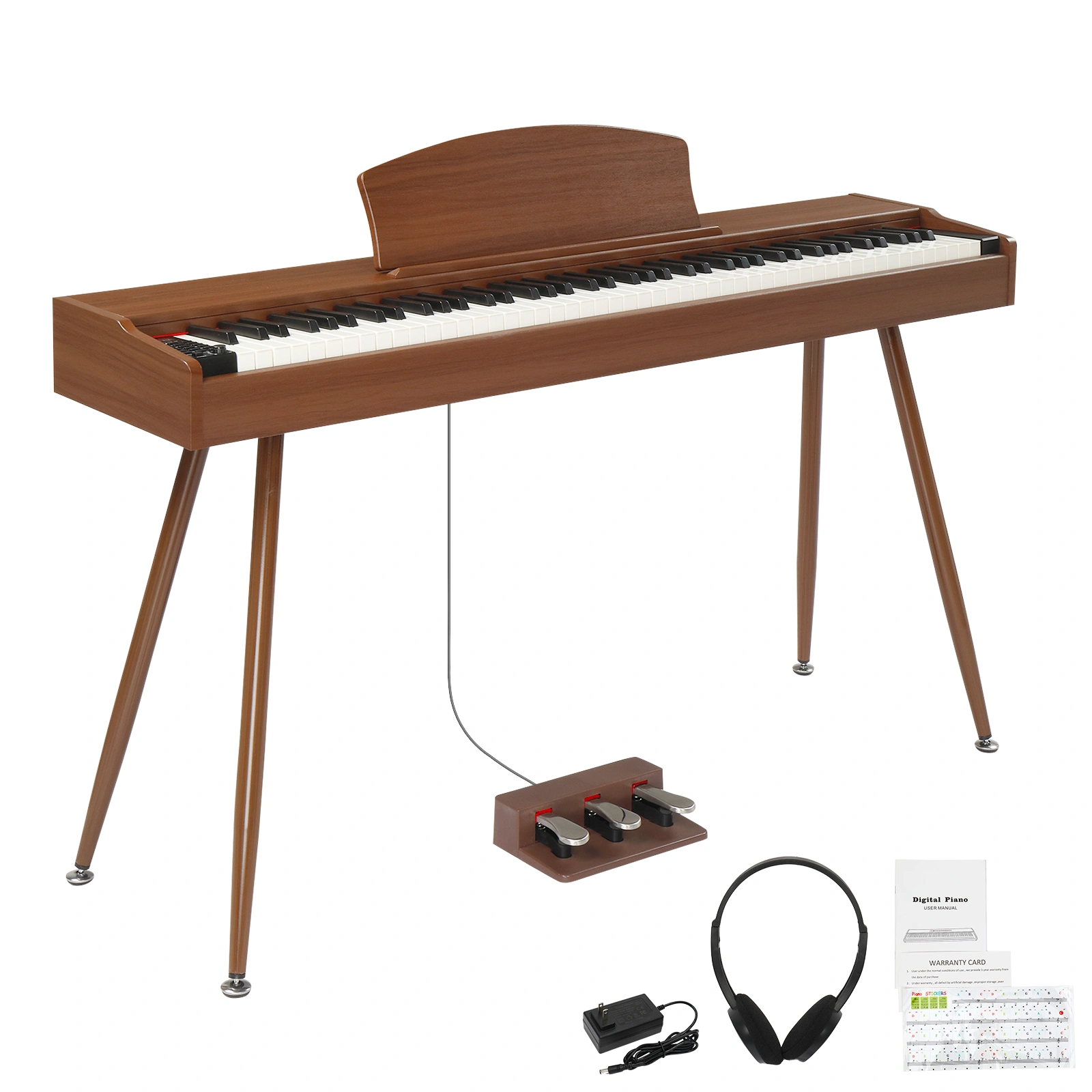 GDP-203 88 Key Standard Full Weighted Keyboards Digital Piano with Metal Stand, Power Adapter, Triple Pedals, Headphone,for All Experience Levels Black Walnut