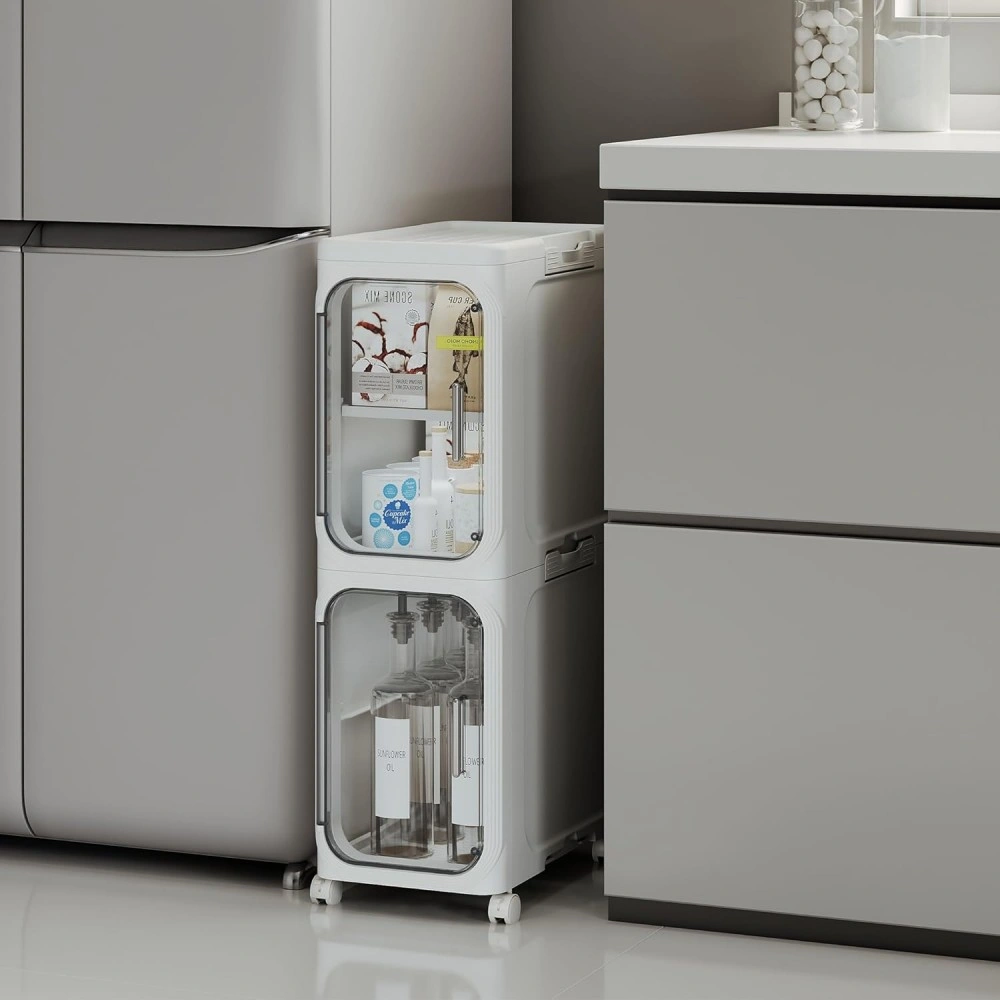2-Tier Slim Narrow Storage Cabinet Organizer Shelf with Drawer for Bathroom Bedroom view 3
