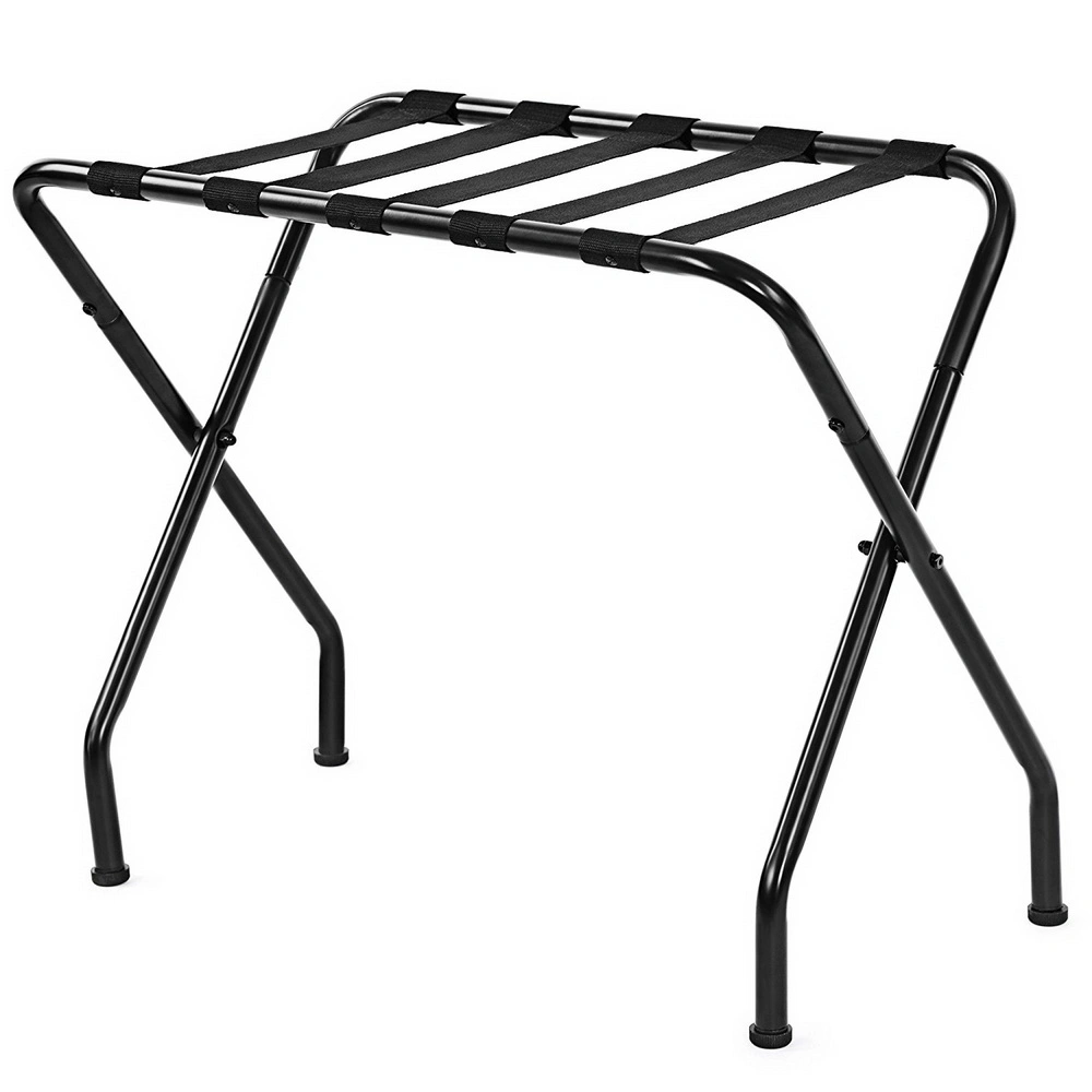 Portable Metal Luggage Rack 680x400x560MM, Black Heavy Duty Suitcase Stand Foldable Storage Shelf