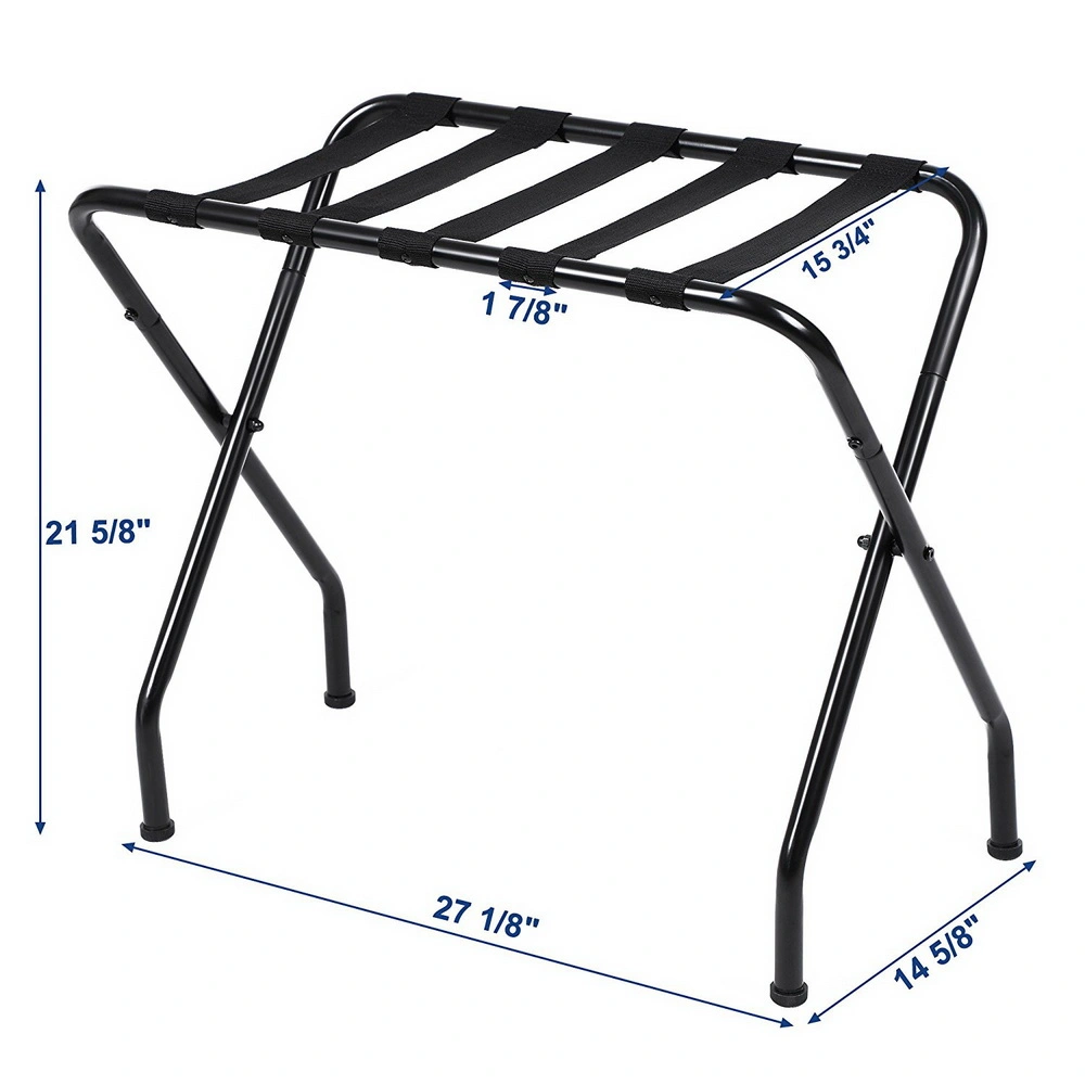 Portable Metal Luggage Rack 680x400x560MM, Black Heavy Duty Suitcase Stand Foldable Storage Shelf view 2