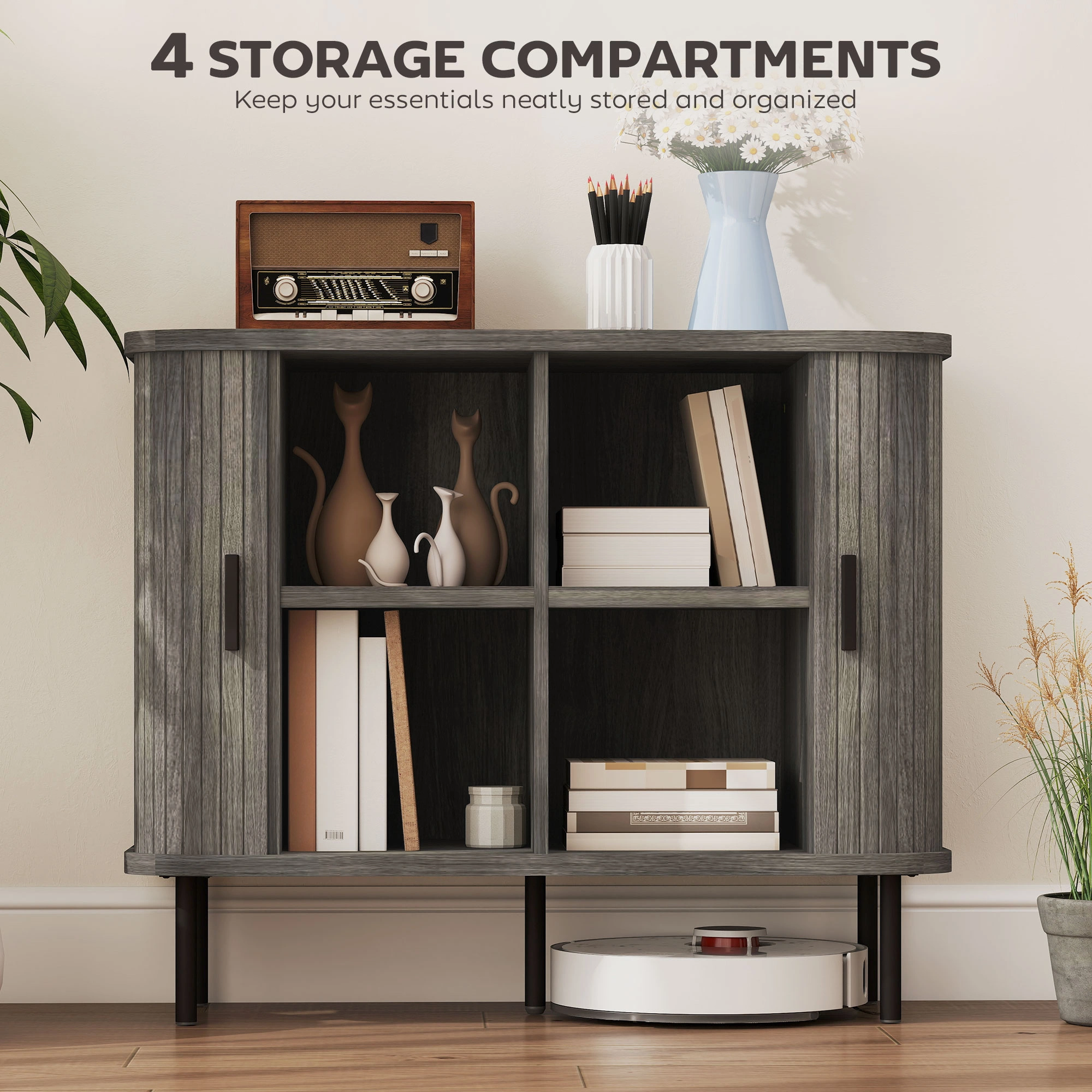 Kitchen Storage Cabinet - Multi-Tier Pantry Organizer with Shelves, Freestanding Cupboard for Countertop, Indoor/Outdoor Utility Display Rack view 4