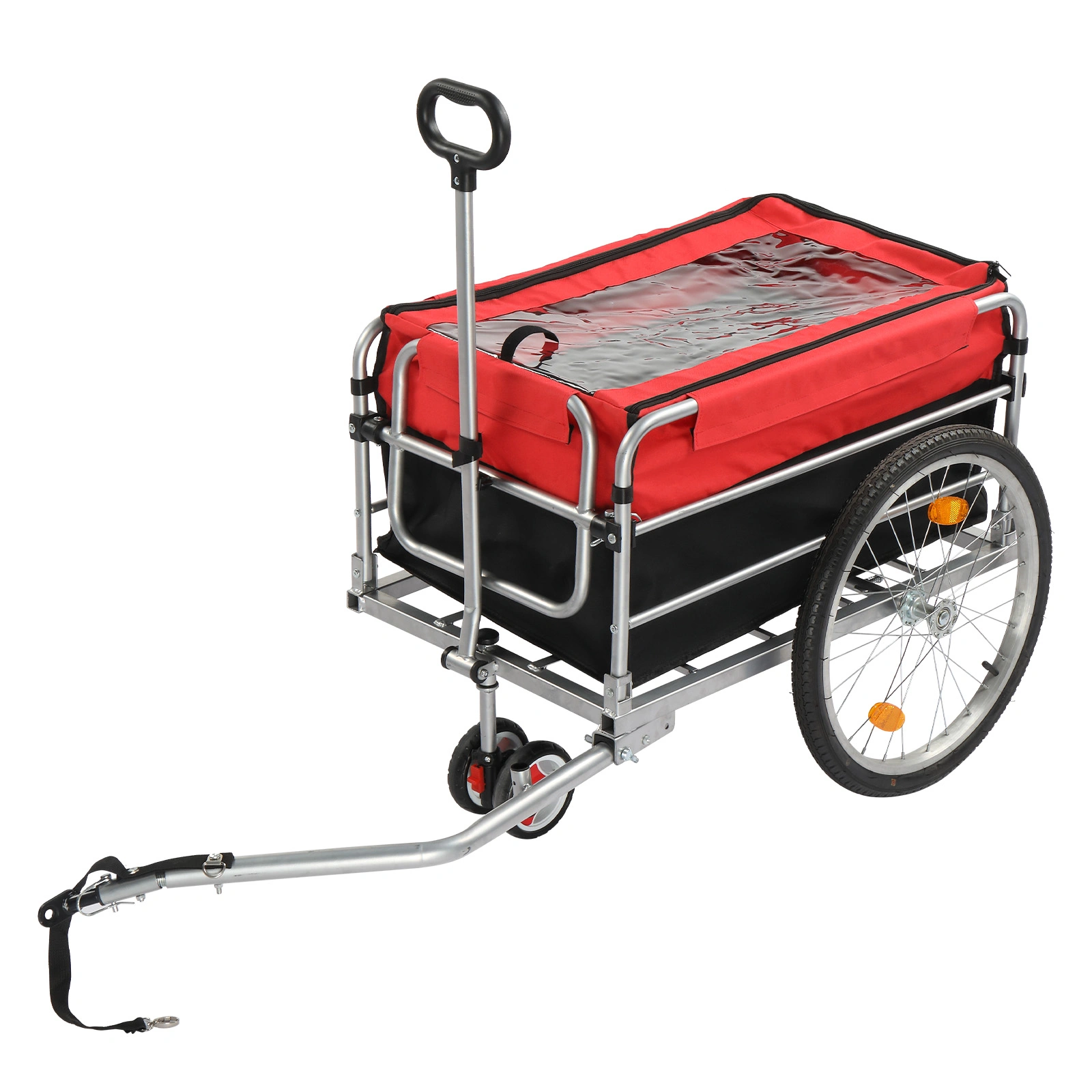 Q235 steel pipe 96*75*58cm bicycle trailer rack black and red 100kg cargo trailer with handle