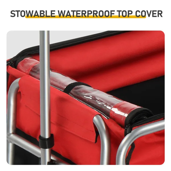 Q235 steel pipe 96*75*58cm bicycle trailer rack black and red 100kg cargo trailer with handle view 4