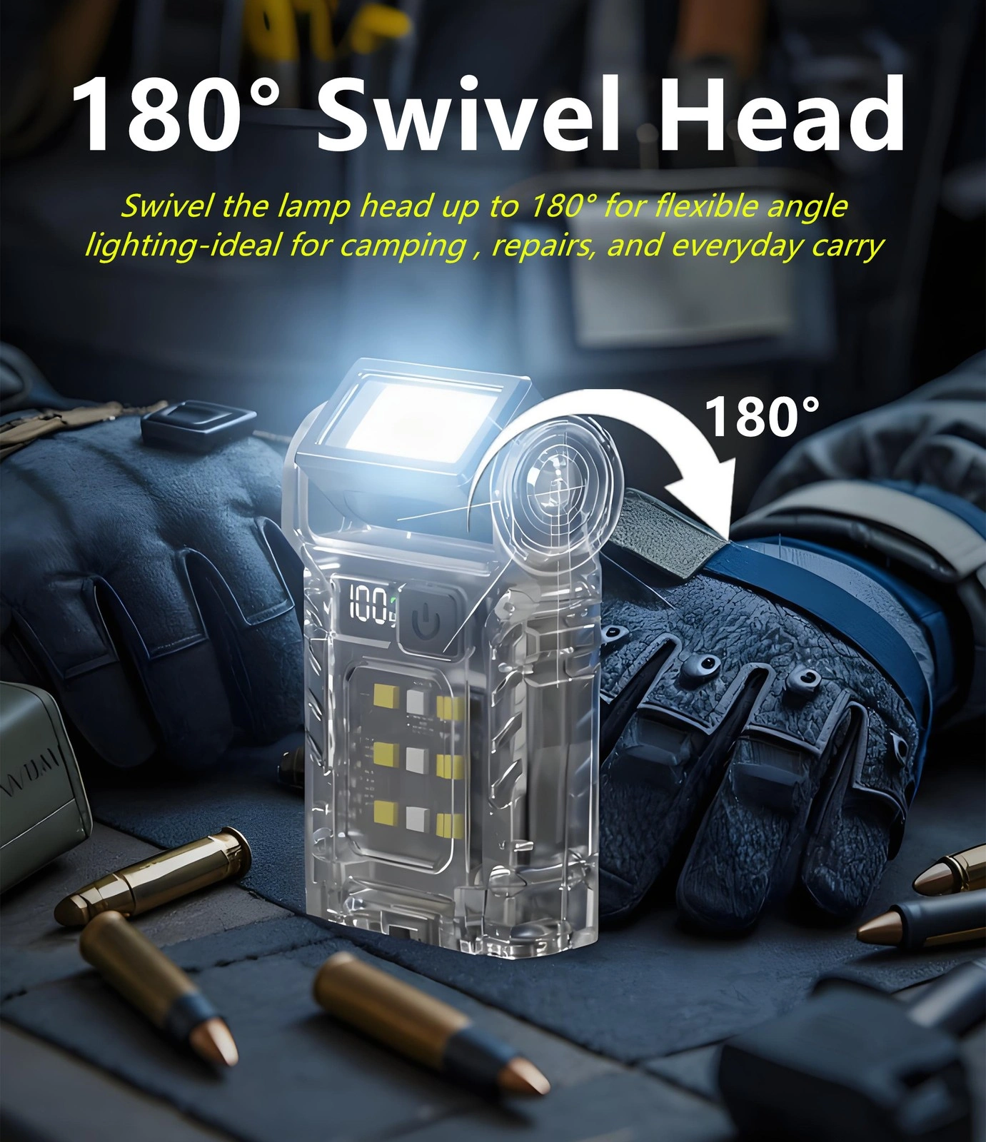 USB Rechargeable LED Flashlight, 7 Modes, Mini Camping Hiking Emergency Work Light view 4