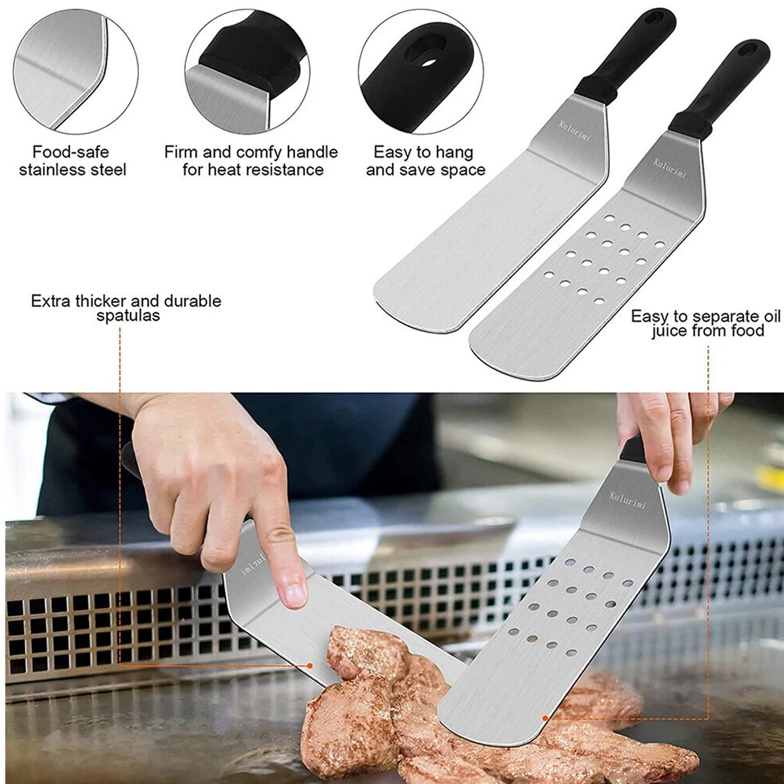 14 Pcs Professional Stainless Steel Griddle Grill Tools Set BBQ Accessories UK view 4