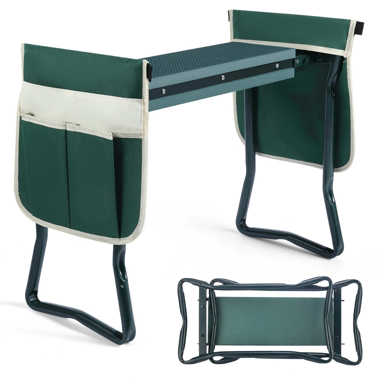 Garden Kneeler Bench Stool with Soft EVA Pad Seat and Gardening Gloves for Outdoor Yard Work view 2