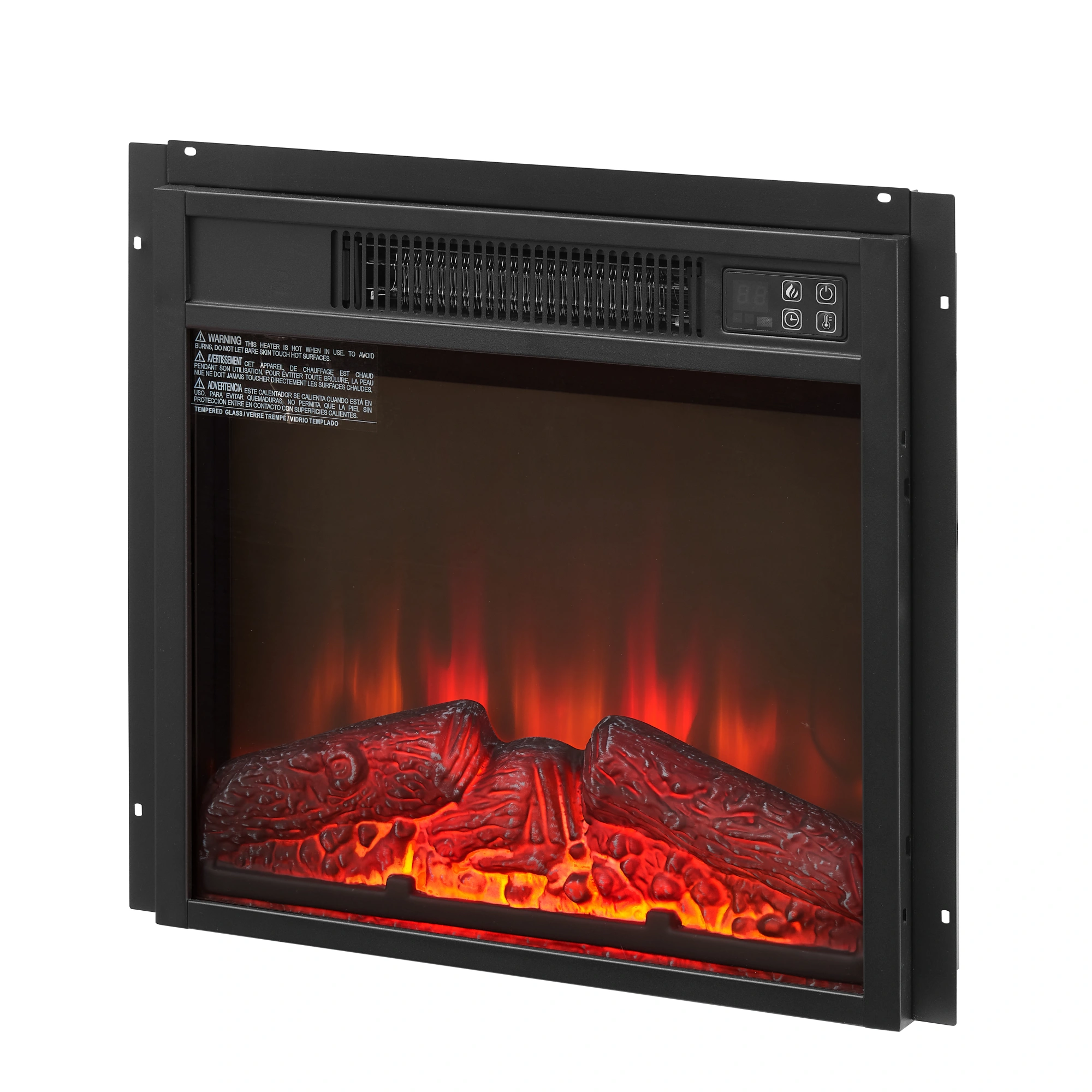 Electric Fireplace Insert 18" 1400W 120V ,Equipped with remote control, ultra thin heater with log set & realistic flame - BLACK view 3