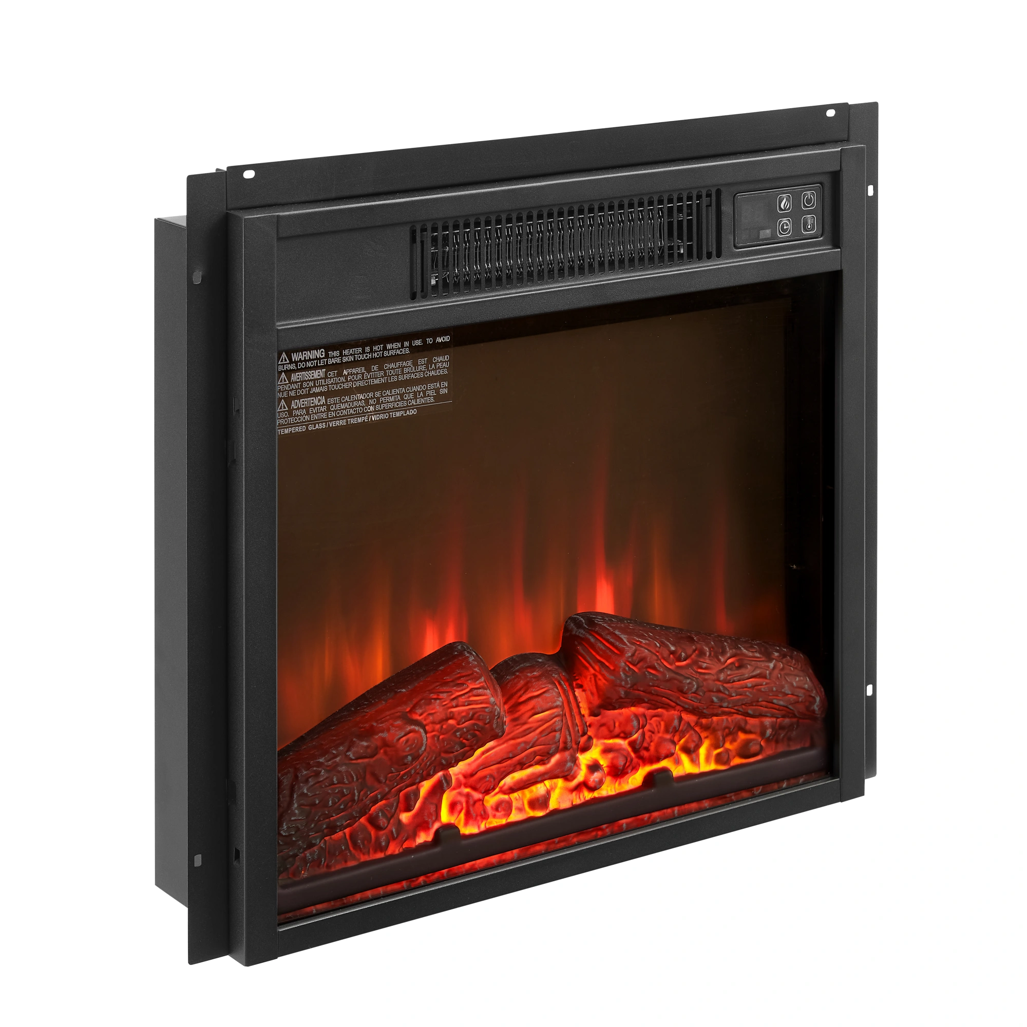 Electric Fireplace Insert 18" 1400W 120V ,Equipped with remote control, ultra thin heater with log set & realistic flame - BLACK view 4