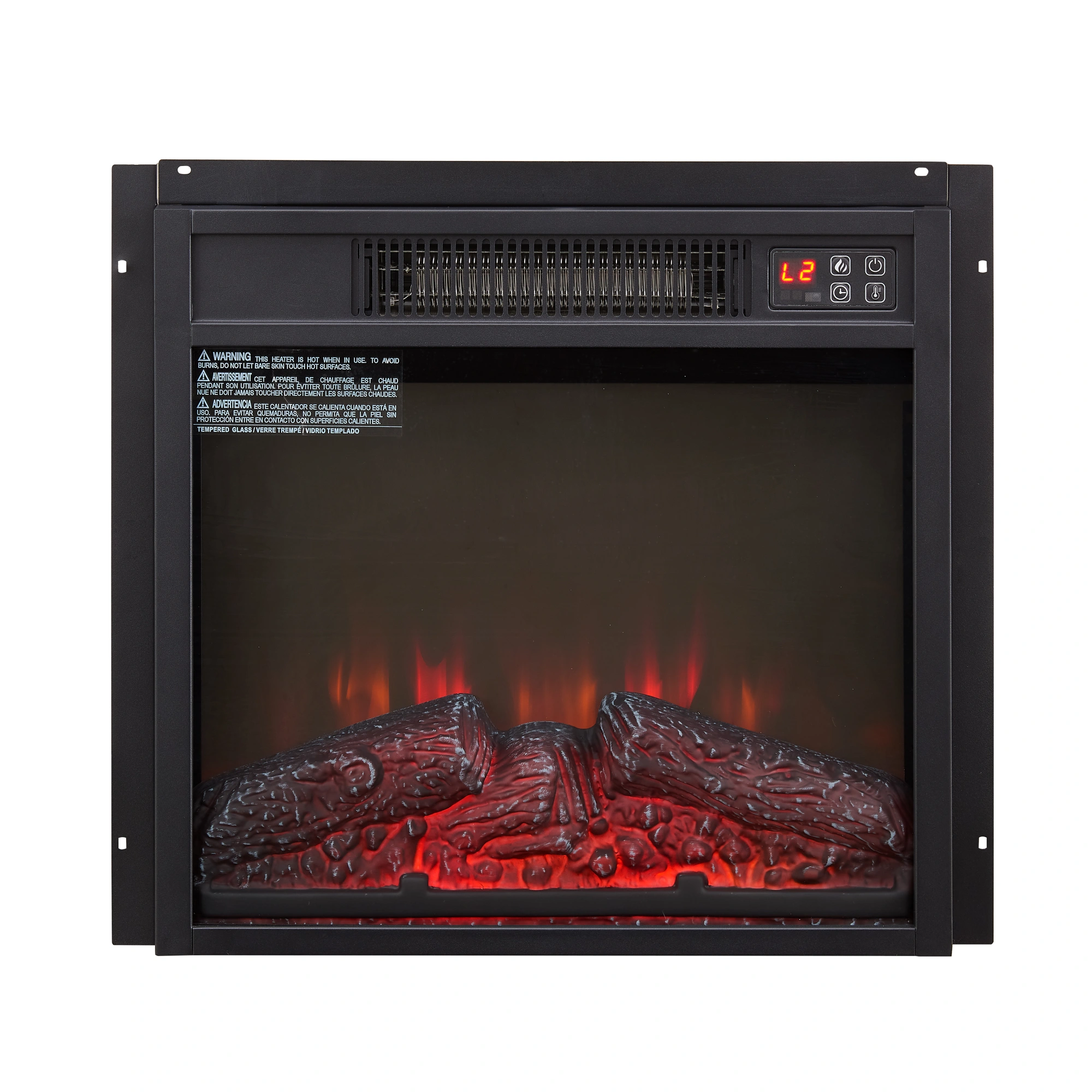Electric Fireplace Insert 18" 1400W 120V ,Equipped with remote control, ultra thin heater with log set & realistic flame - BLACK view 6