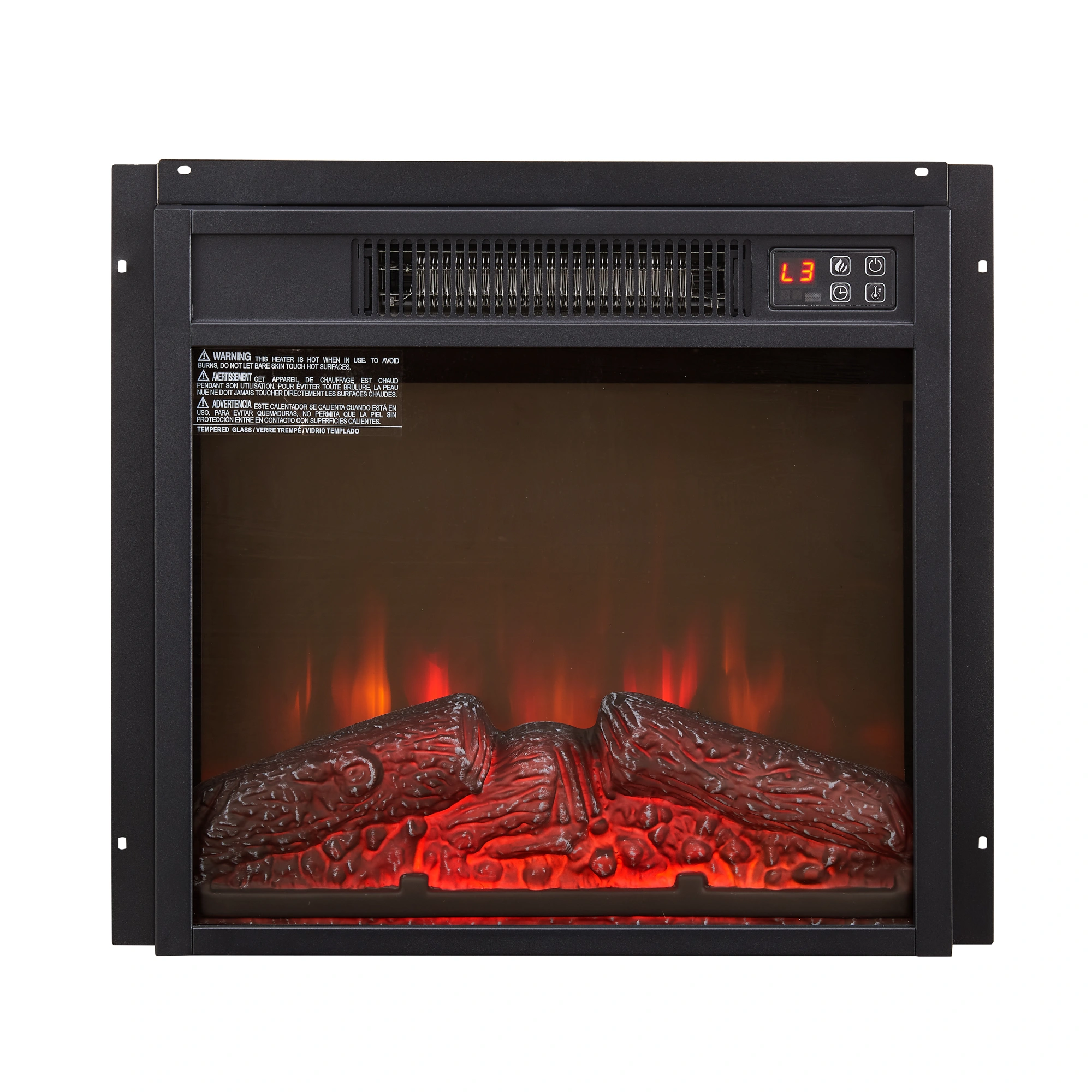 Electric Fireplace Insert 18" 1400W 120V ,Equipped with remote control, ultra thin heater with log set & realistic flame - BLACK view 9