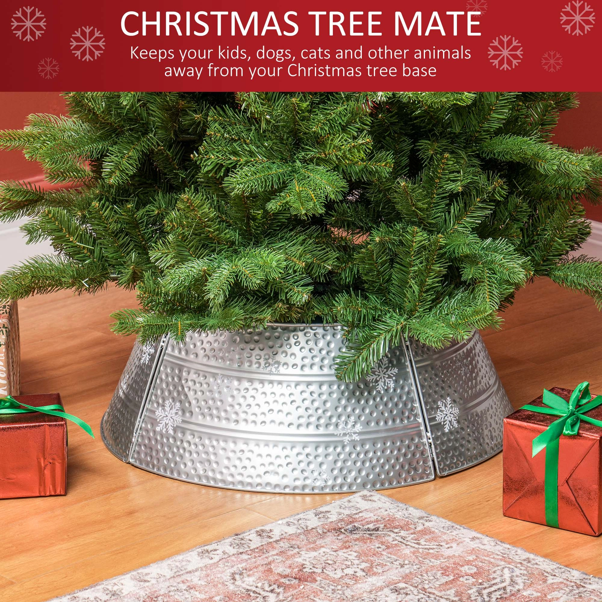 Christmas Tree Collar Skirt - Premium Velvet Tree Base Cover for 3-6ft Artificial Trees view 3