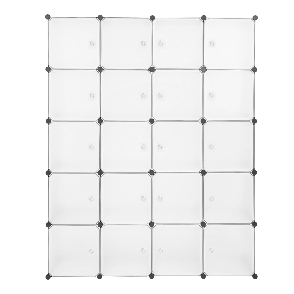 White 20-Cube Stackable Plastic Storage Organizer - Modular Closet Cabinet with Hanging Rod, Multifunctional Cube Shelves view 2