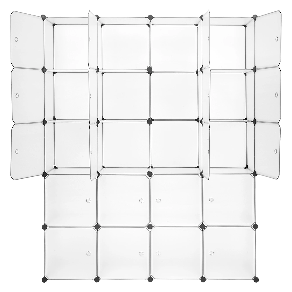 White 20-Cube Stackable Plastic Storage Organizer - Modular Closet Cabinet with Hanging Rod, Multifunctional Cube Shelves view 3