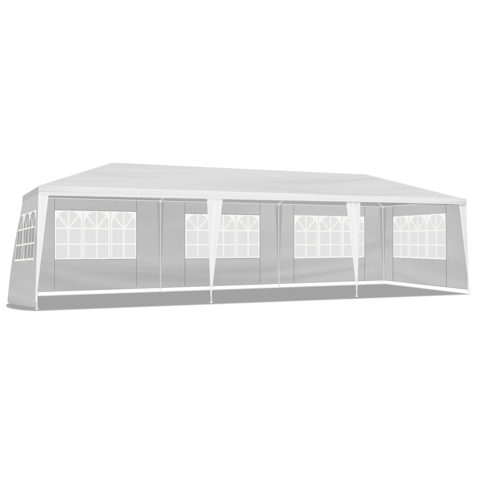 10'x30' Outdoor Party Tent with 8 Removable Sidewalls, Waterproof Canopy Patio Wedding Gazebo, White view 2
