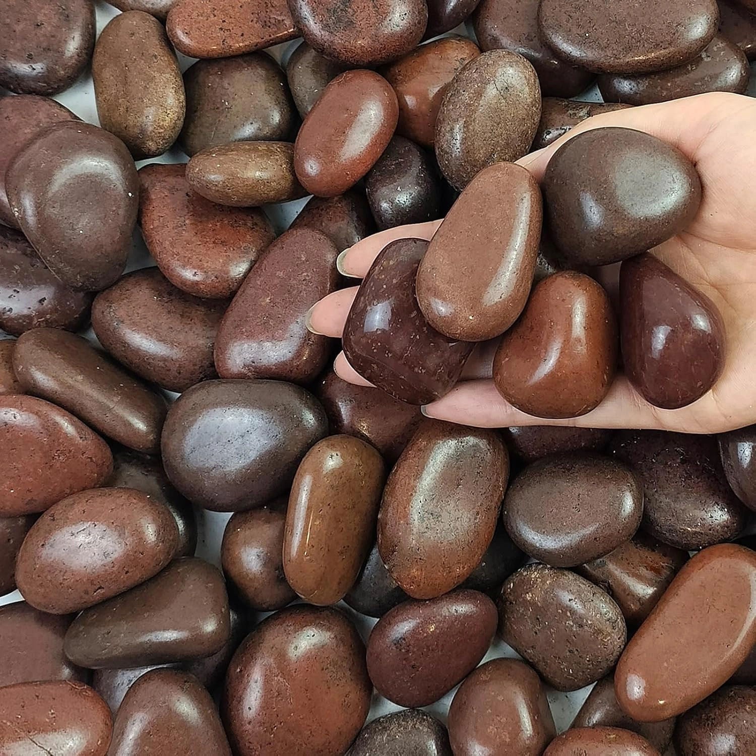 38 lbs brown River Rocks, 2-3 inch Polished Pebbles - Decorative White Stones for Indoor/Outdoor Use, Perfect for Plants, Vase Fillers, Aquariums, Fish Tanks, and Garden Landscaping