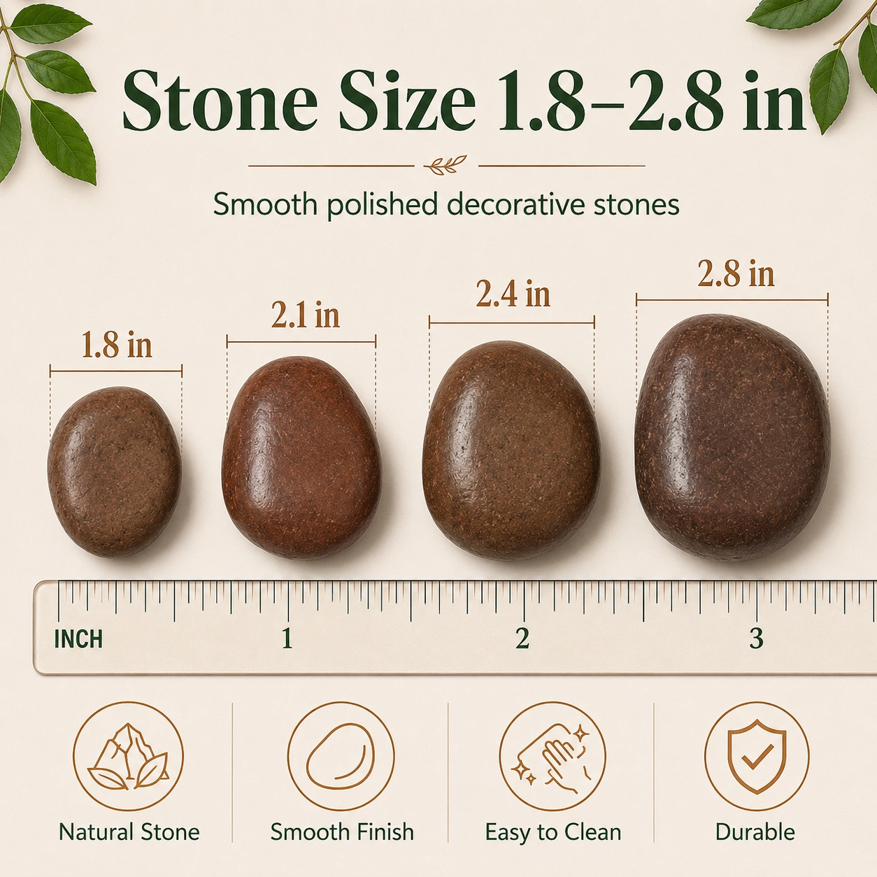 38 lbs brown River Rocks, 2-3 inch Polished Pebbles - Decorative White Stones for Indoor/Outdoor Use, Perfect for Plants, Vase Fillers, Aquariums, Fish Tanks, and Garden Landscaping view 10