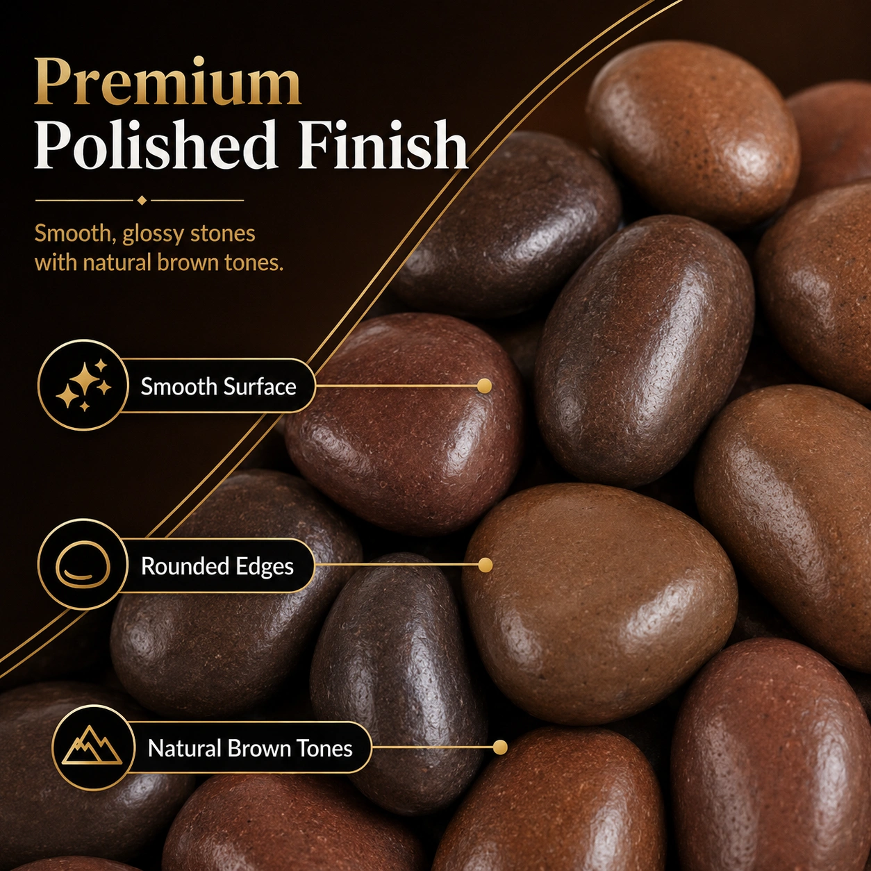 38 lbs brown River Rocks, 2-3 inch Polished Pebbles - Decorative White Stones for Indoor/Outdoor Use, Perfect for Plants, Vase Fillers, Aquariums, Fish Tanks, and Garden Landscaping view 11