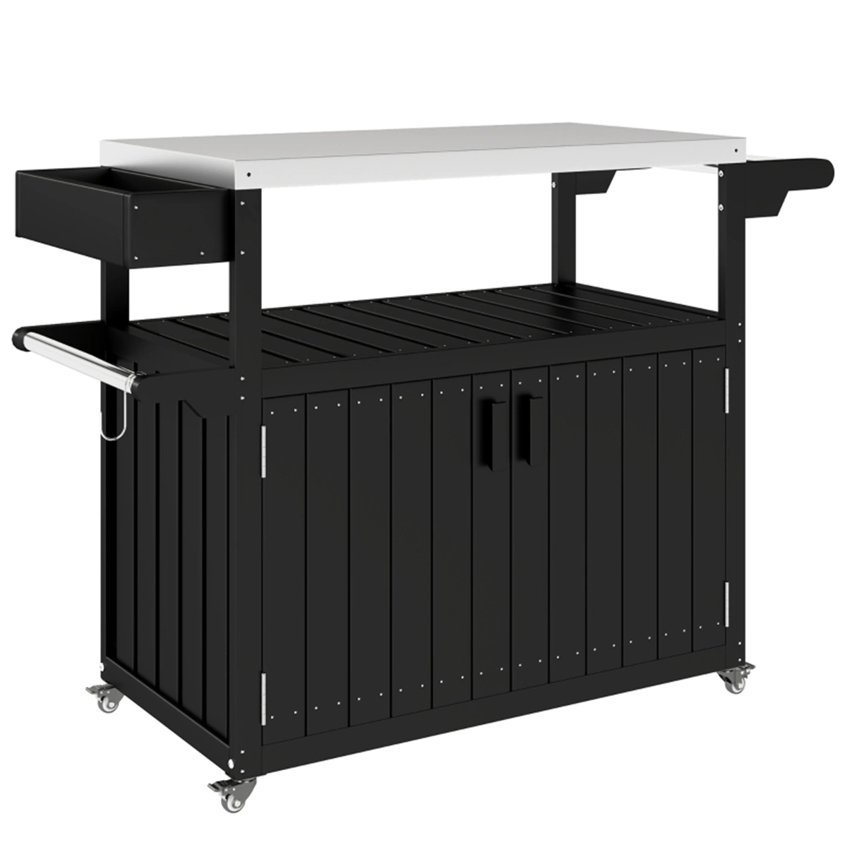 Camping Grill Cart, Outdoor Bar Cart with Wheels, Portable Folding Utility Cart for Beach, Picnic, backyard & RV Accessories view 2