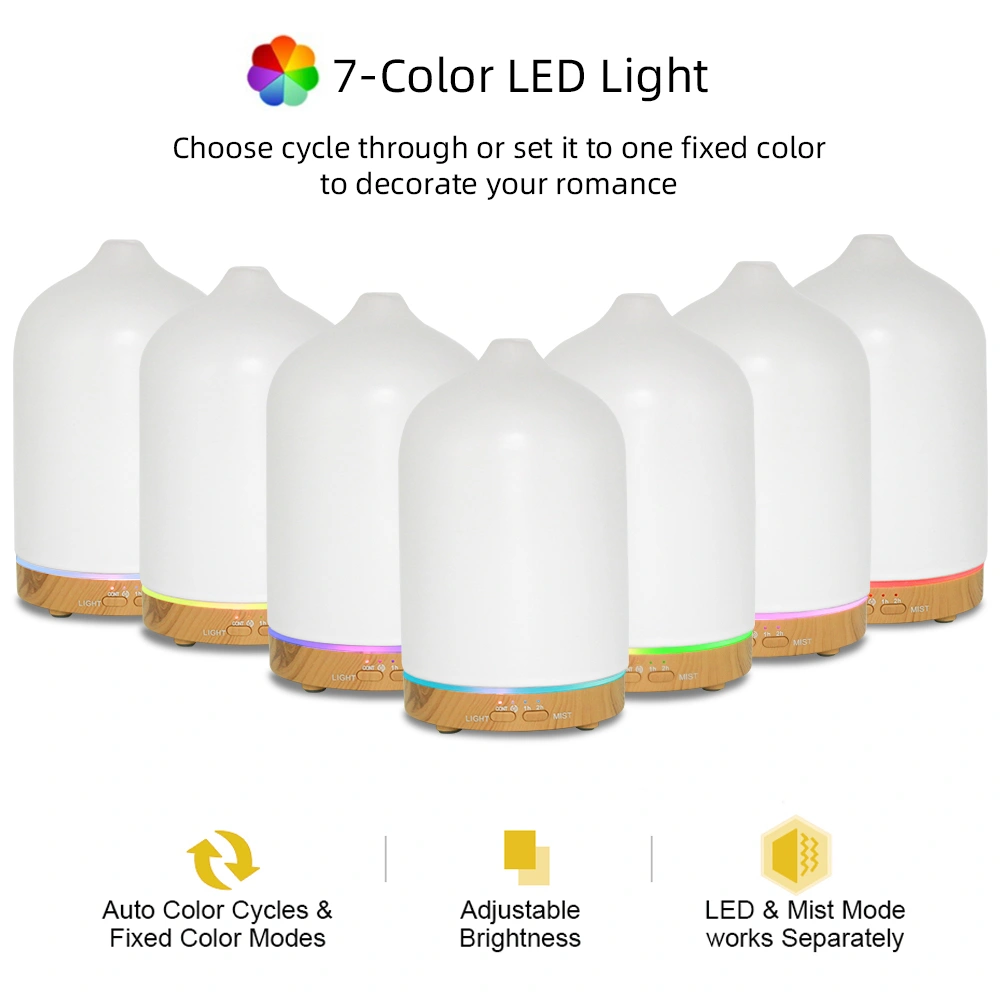 200ml Ultrasonic Essential Oil Diffuser with Timer, 7 LED Colors, Quiet Aroma Humidifier for Home & Office view 5
