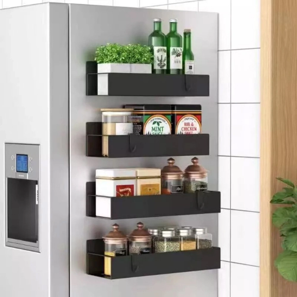 2Pcs Metal Spice Rack for Refrigerator 1S+1L Versatile Adjustable Spice Storage Organizer Shelf view 2