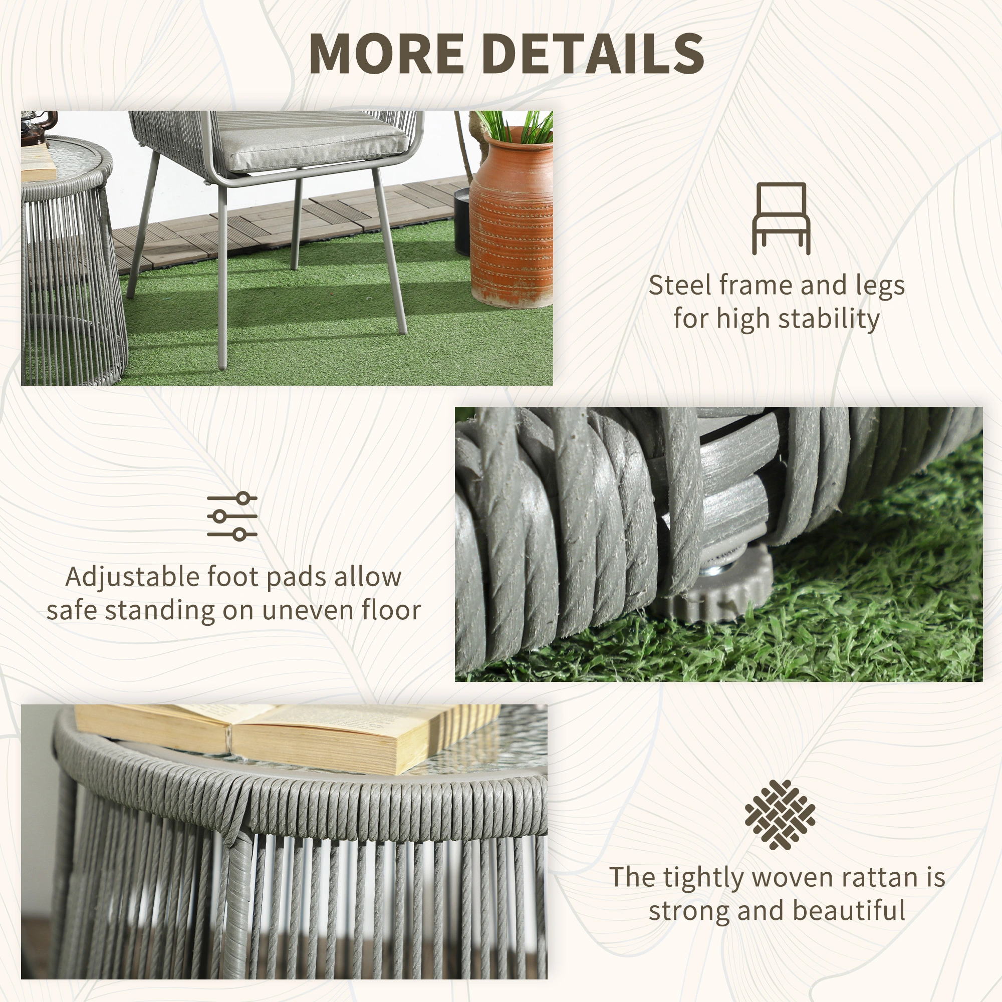 Outdoor Rocking Chair Garden Patio Chair w/ Cushion - All-Weather Resin Wicker Seating view 3