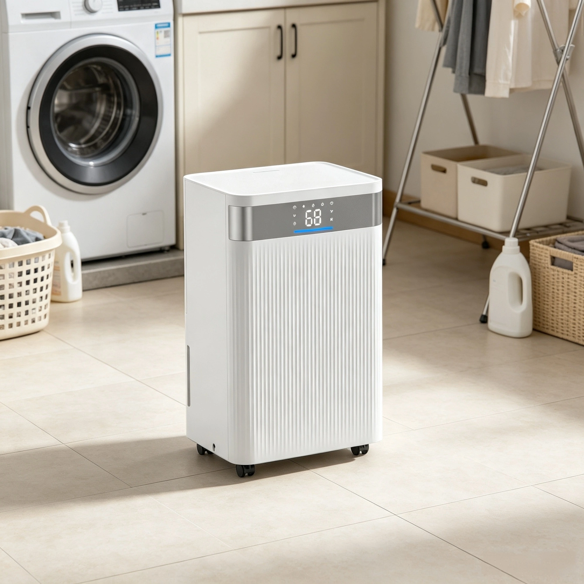 Dehumidifier with Drain Hose, Smart Humidity Control, Low-Noise Operation, Large Coverage for Home, Basement & Commercial Use, White view 4