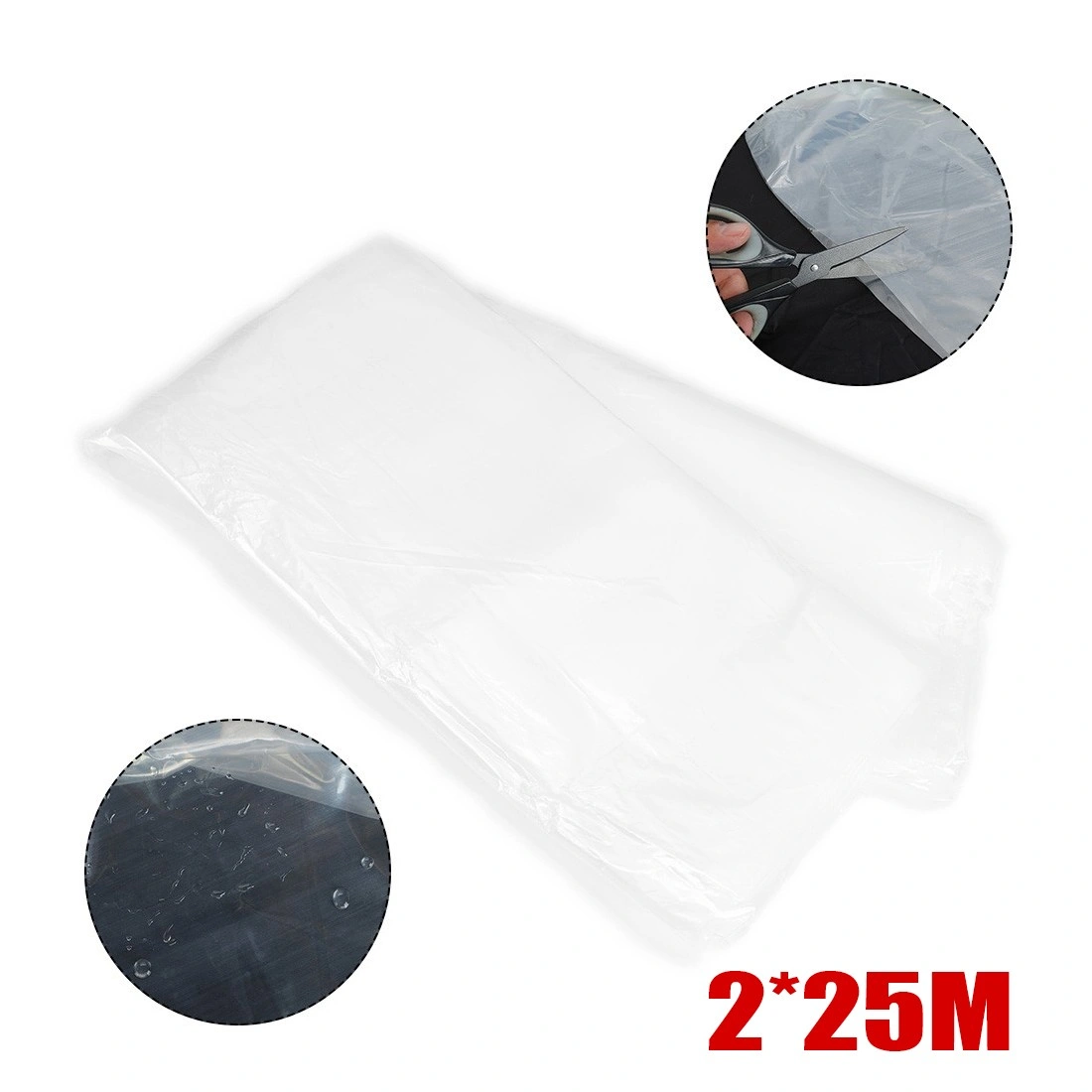 25M Heavy Duty Clear Polythene Sheet Roll, Plastic Sheeting Greenhouse Cover,UV Resistant Transparent Film view 3