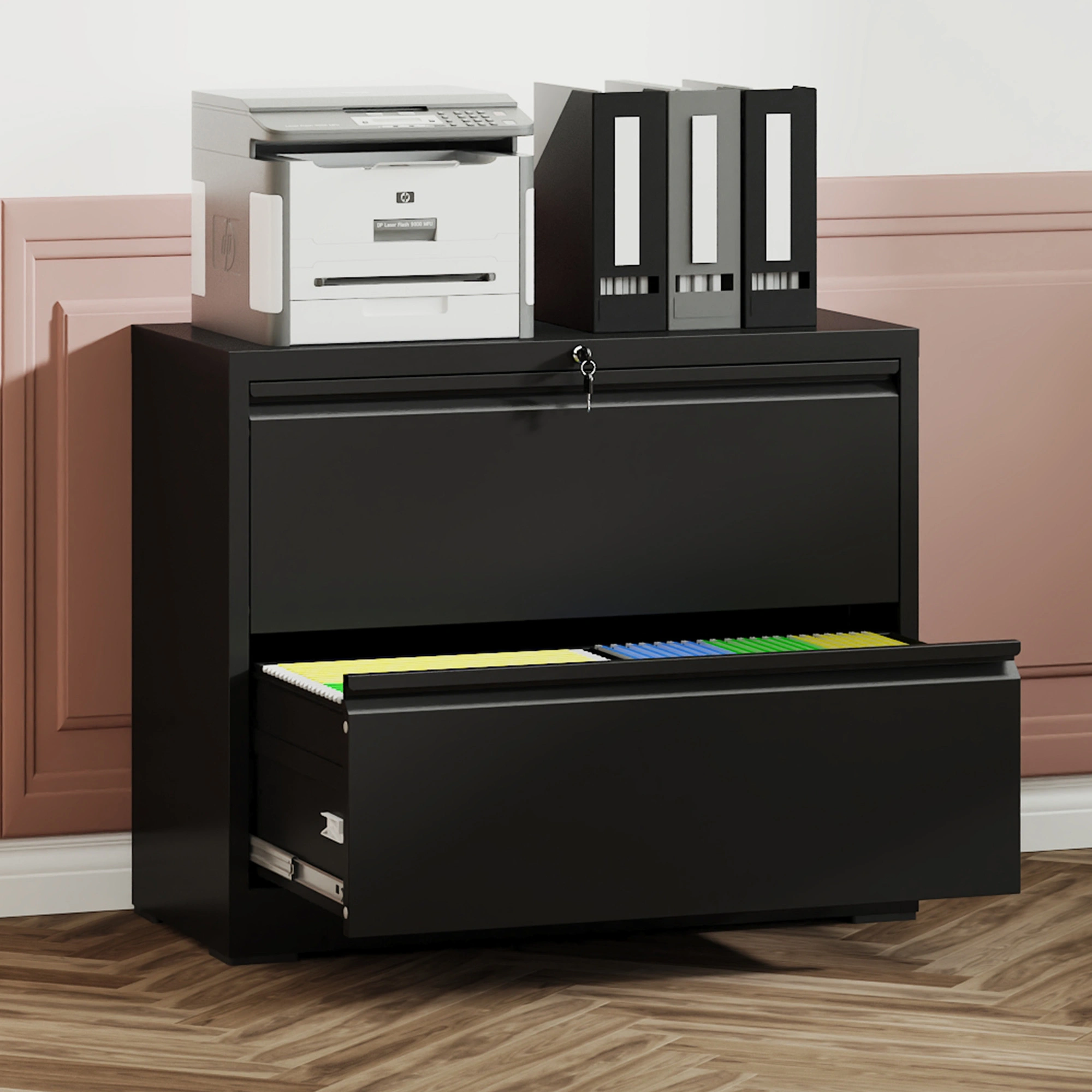 2-Drawer Lateral File Cabinet with Lock, Heavy-Duty Metal Filing Cabinet, Letter/Legal/A4/F4, Silent Full-Extension Slides, Office Storage