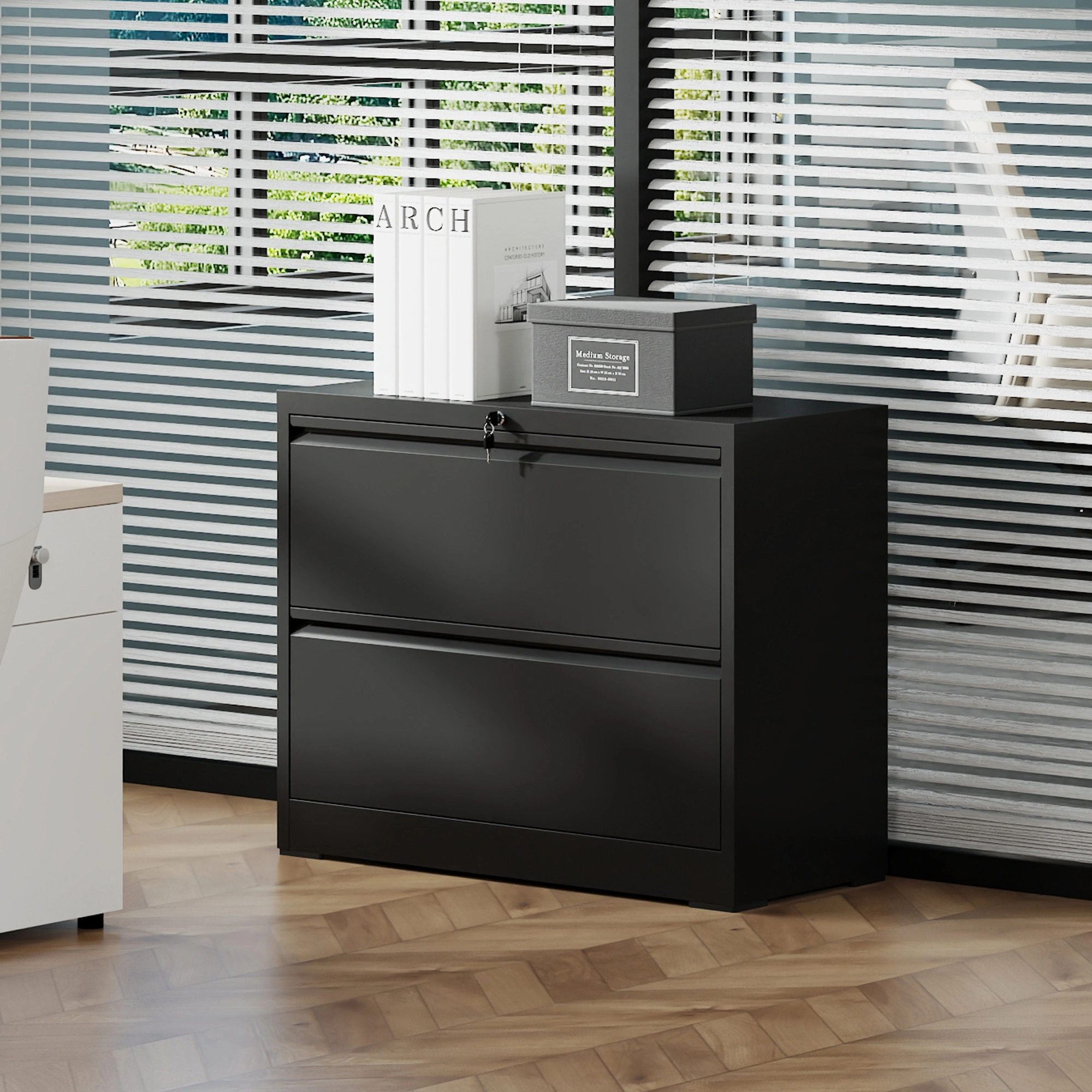 2-Drawer Lateral File Cabinet with Lock, Heavy-Duty Metal Filing Cabinet, Letter/Legal/A4/F4, Silent Full-Extension Slides, Office Storage view 2