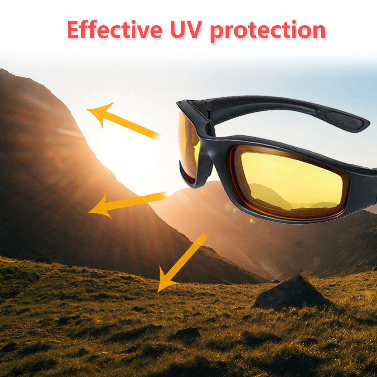 3 pairs Motorcycle Sports Biker Riding Glasses Wind Resistant Eye Protection Women Men Sports Goggles Cycling Glasses Sunglasses Gray/Clear/Yellow view 9