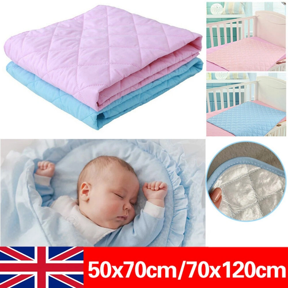 Washable Absorbent Incontinence Bed Pads Reusable Mattress Protector Sheet - Blue 70x120cm