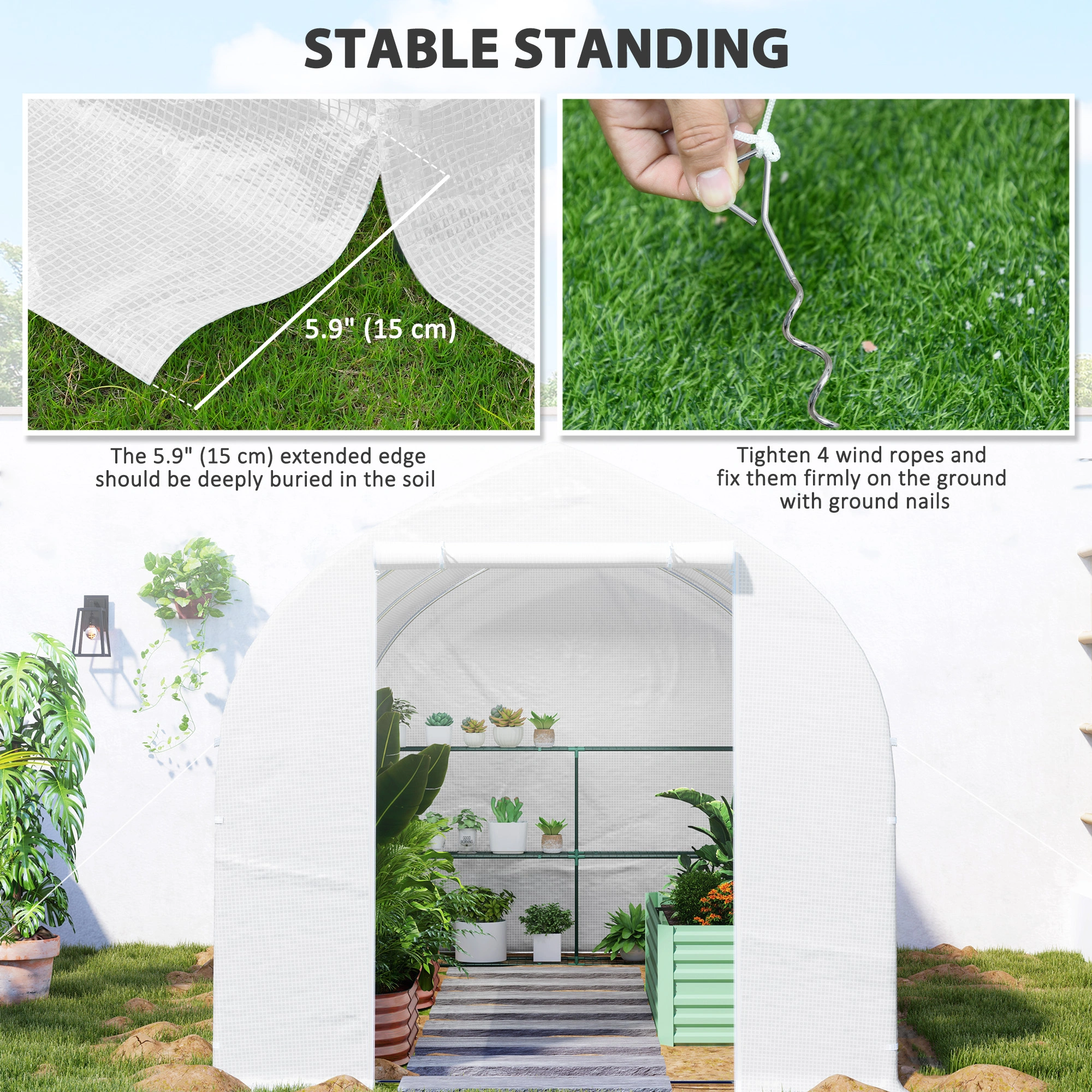 Mini Walk-in Greenhouse 6x8 ft Polycarbonate Plant Tunnel Garden Hoop House Winter Protection view 2